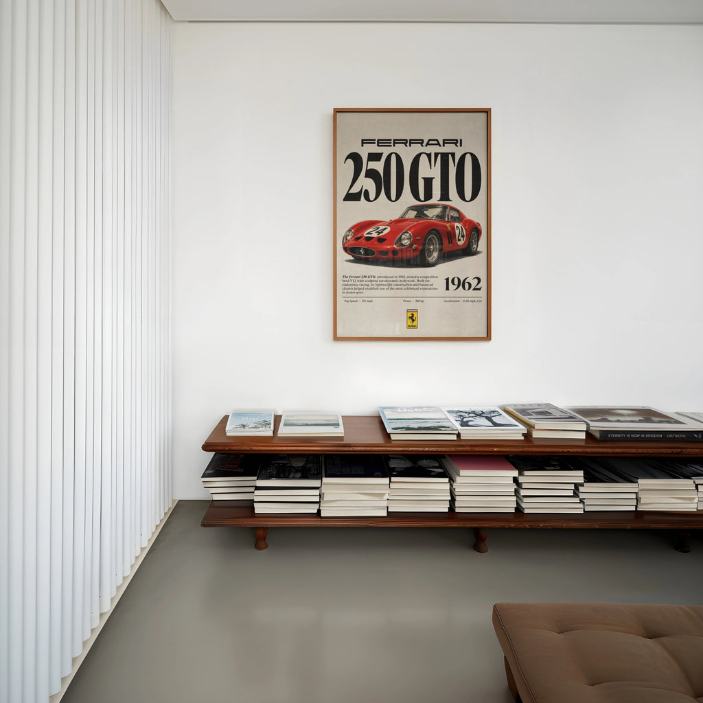 Vintage 1962 Ferrari 250 GTO Print, Classic Car Poster