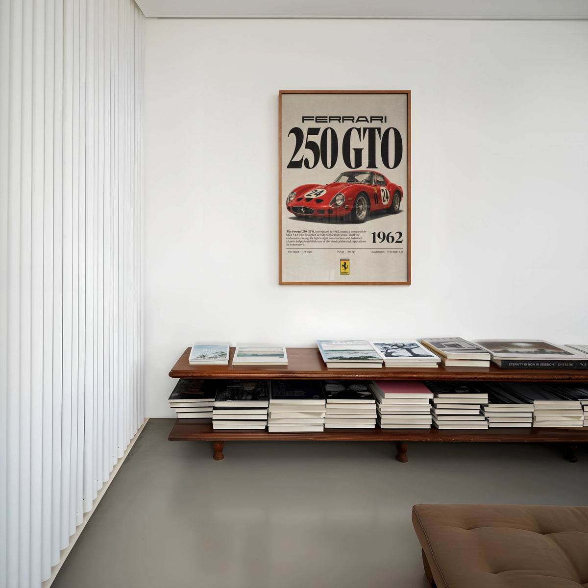 Vintage 1962 Ferrari 250 GTO Print, Classic Car Poster