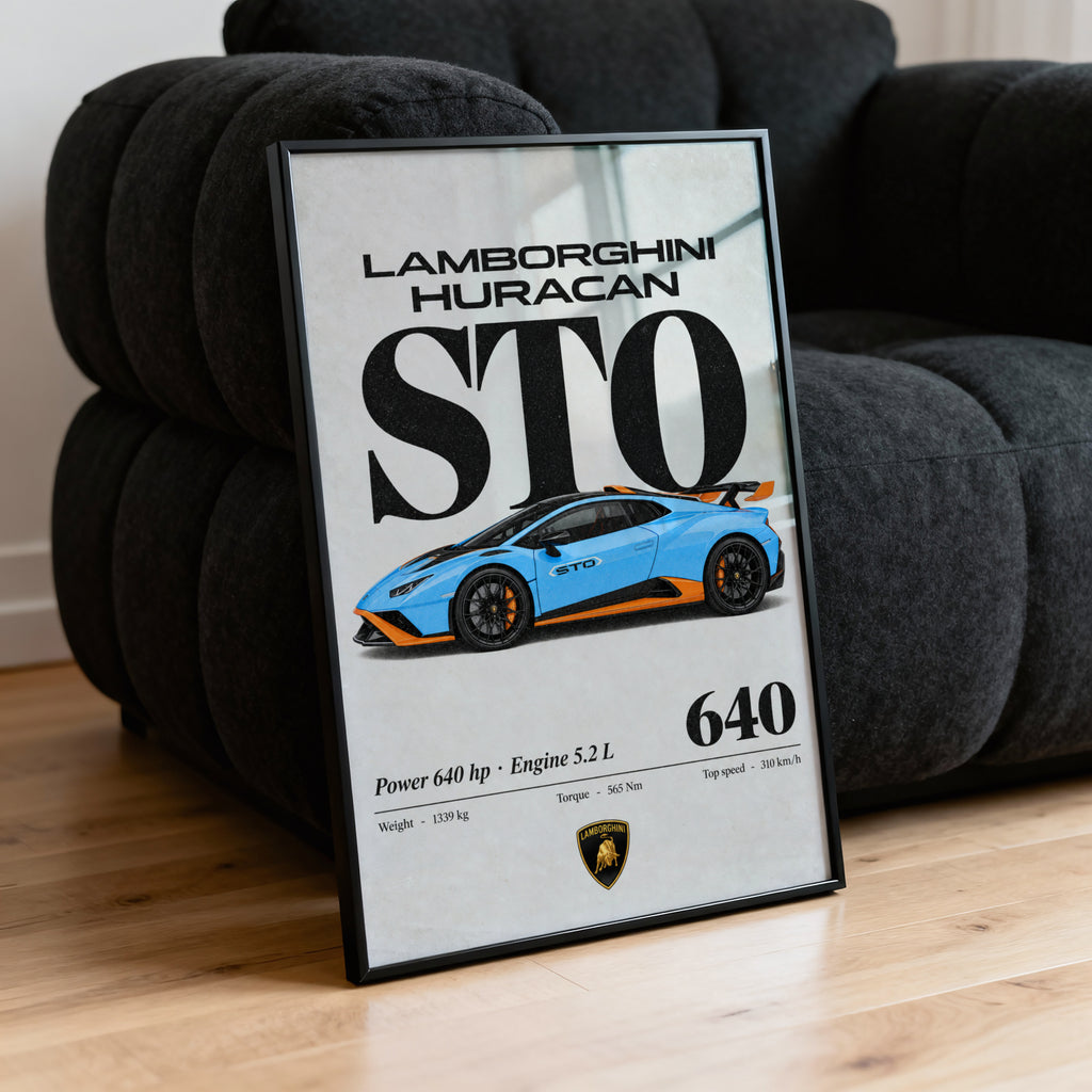 Vintage Lamborghini Huracan STO Print Wall Art