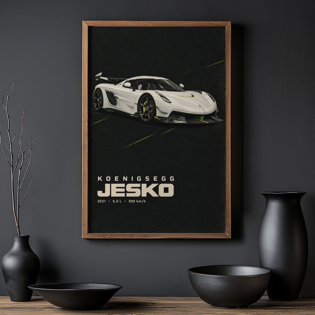 Vintage Koenigsegg Jesko Print, Supercar Wall Art