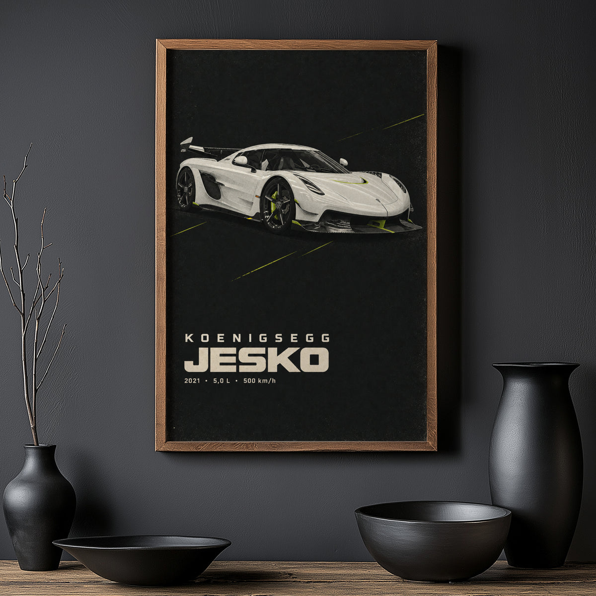 Vintage Koenigsegg Jesko Print, Supercar Wall Art