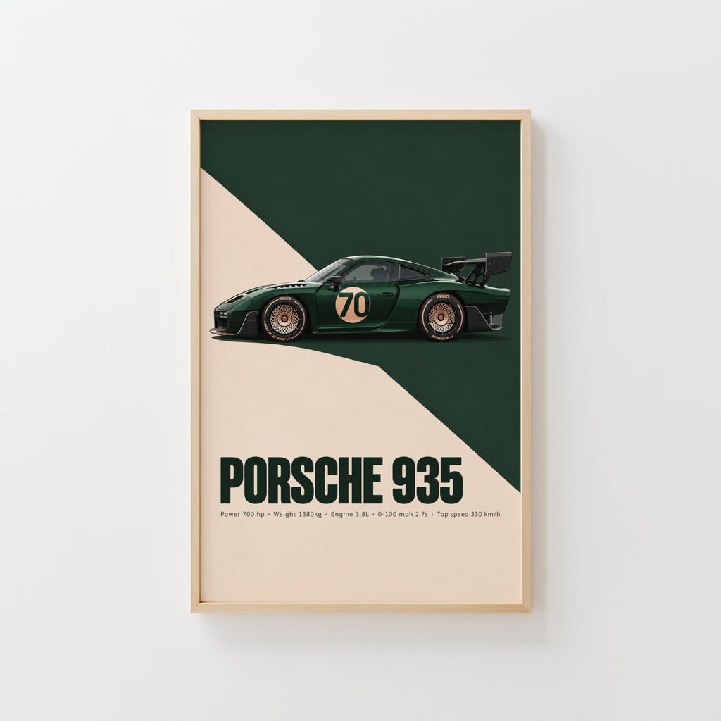 Vintage Porsche 935 Print, Racing Car Wall Art