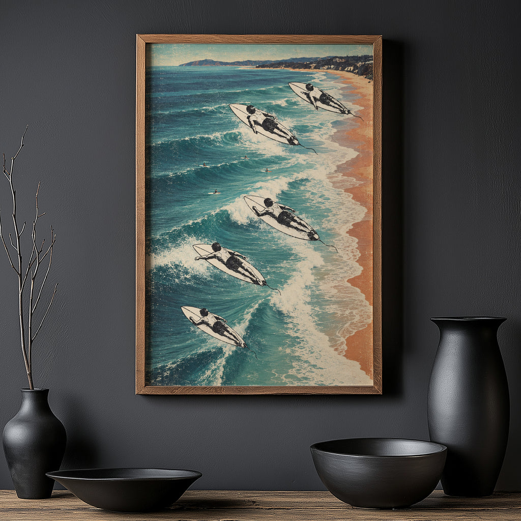 Vintage Surf Print Poster, Biarritz Beach Wall Art