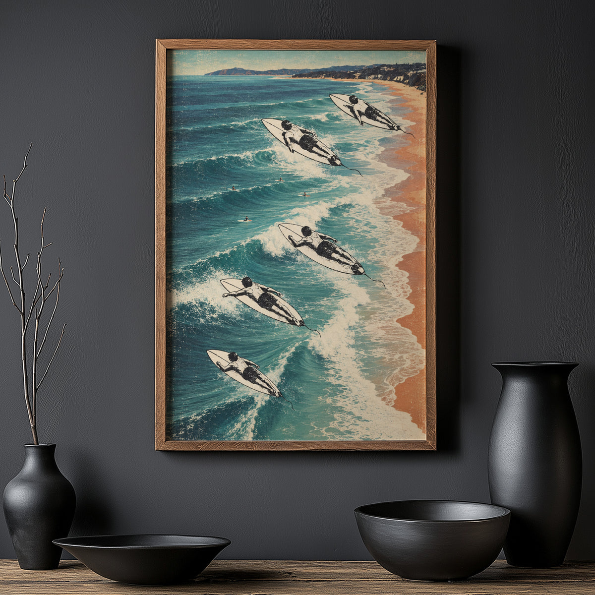Vintage Surf Print Poster, Biarritz Beach Wall Art