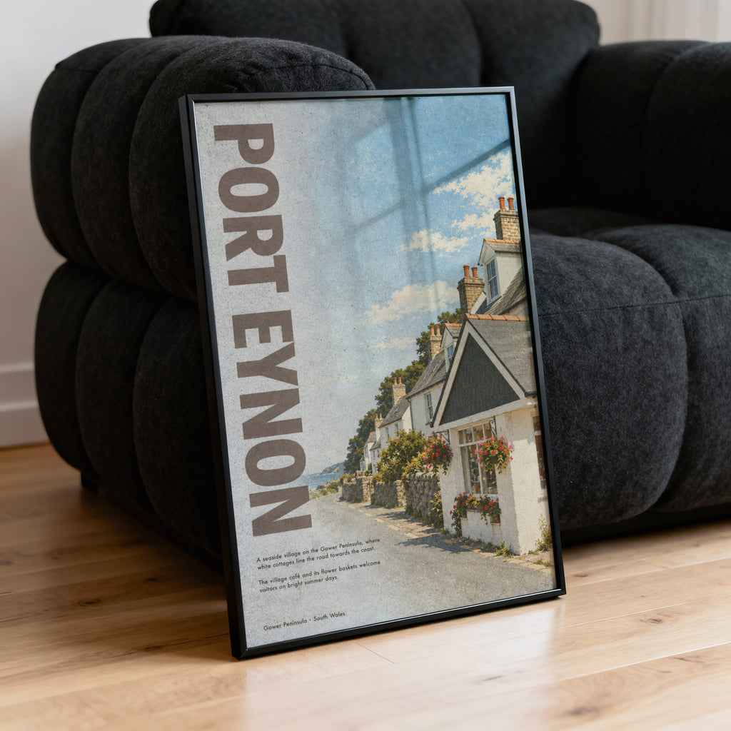 Vintage Port Eynon Gower Poster, Welsh Seaside Wall Art