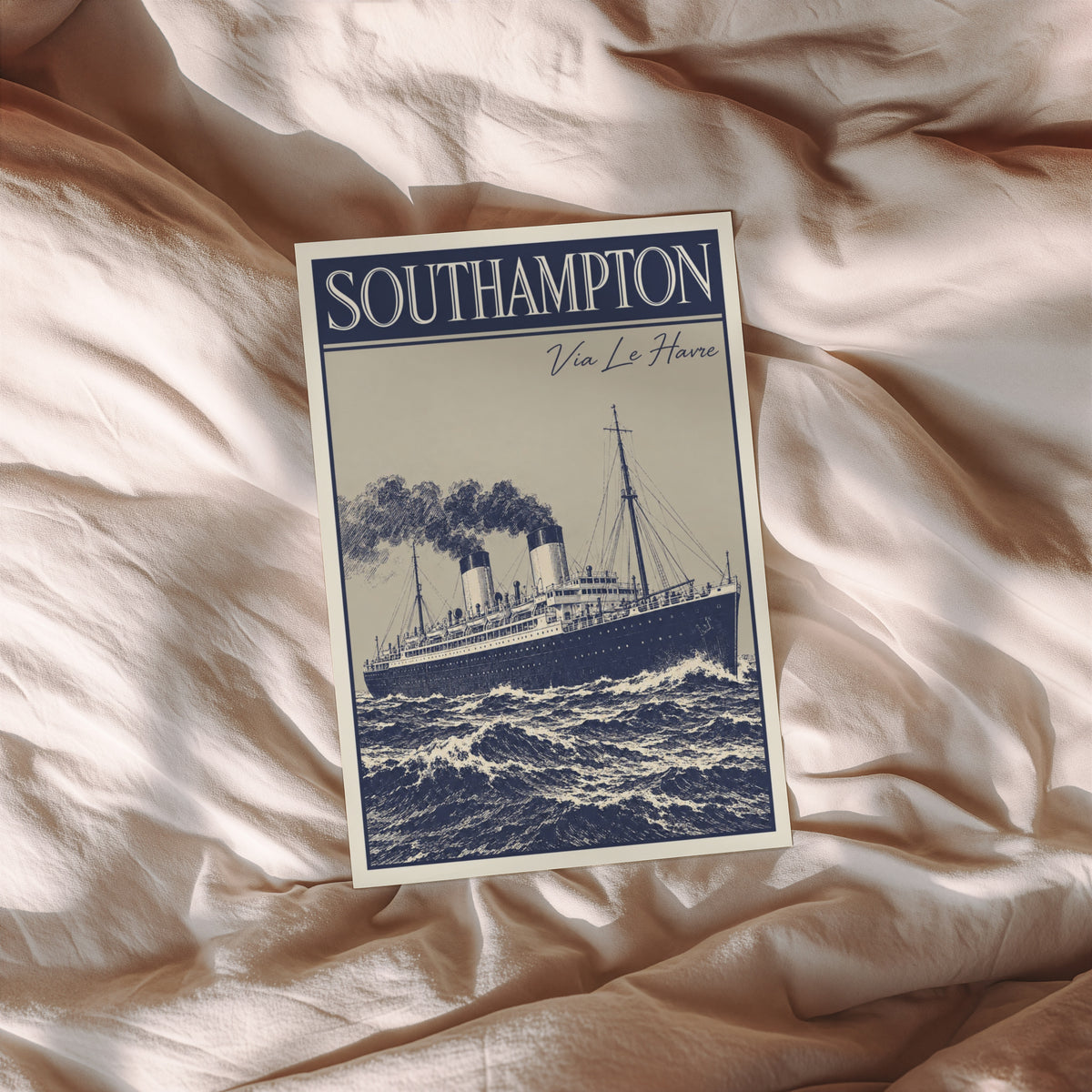 Vintage Southampton Ocean Liner Poster, Steamship Wall Art