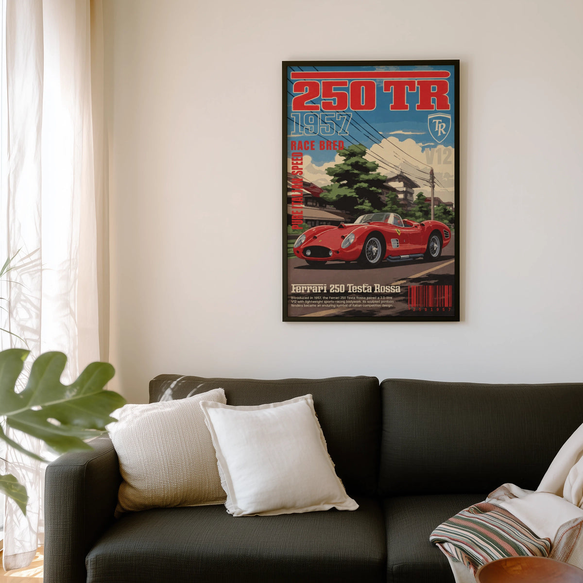 Vintage 1957 Ferrari 250 Testa Rossa Print, Car Poster