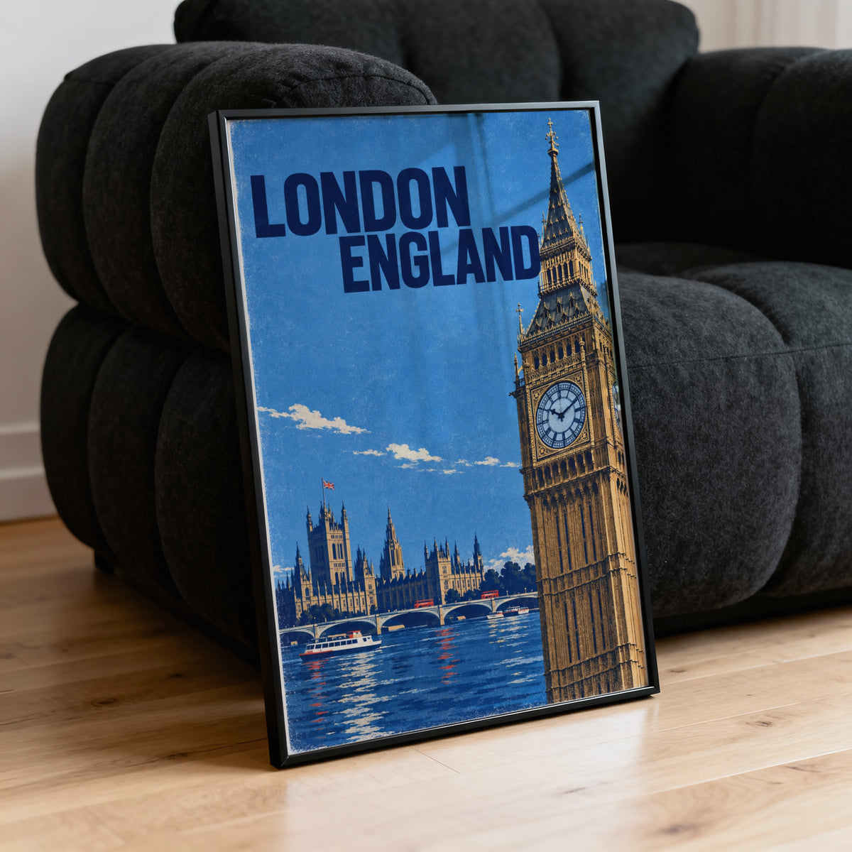 Vintage London Poster, Big Ben Wall Art, England Print