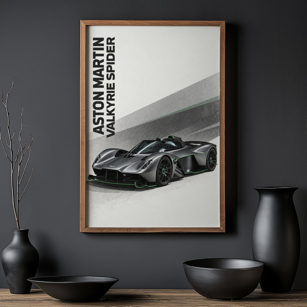 Vintage Car Print, Aston Martin Valkyrie Spider Art