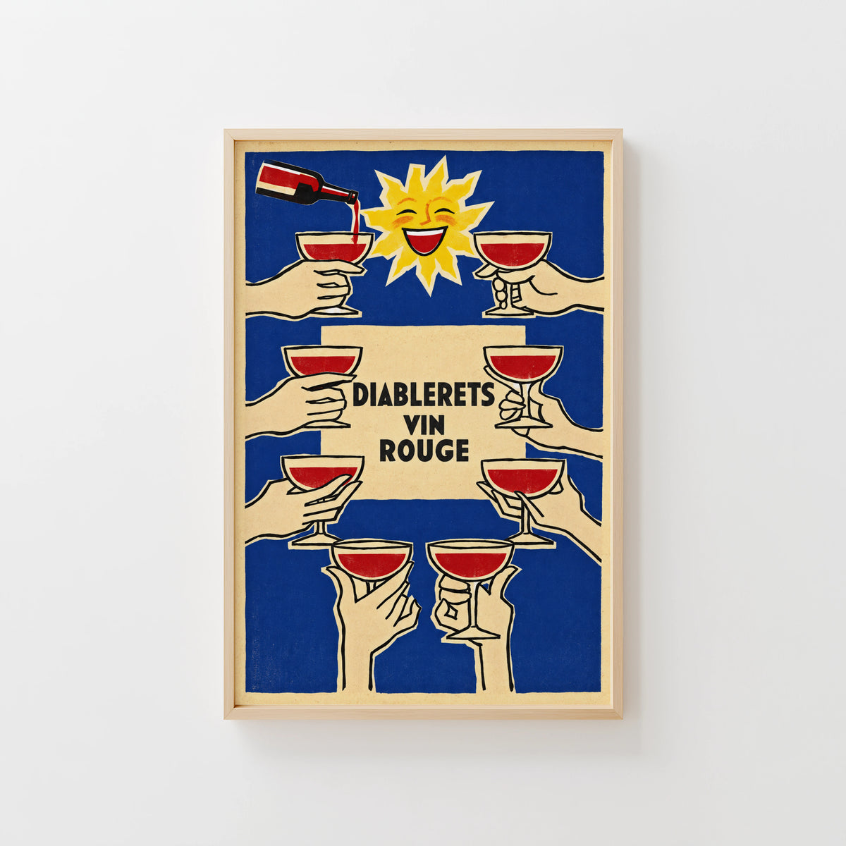 Vintage Diablerets Vin Rouge Print Poster, Wine Wall Art