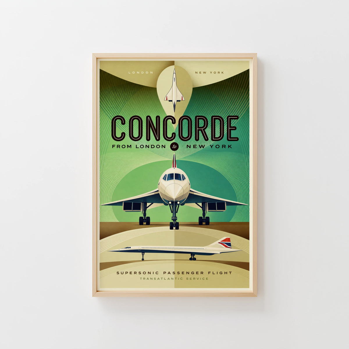 Vintage Concorde Poster, London New York Wall Art Print