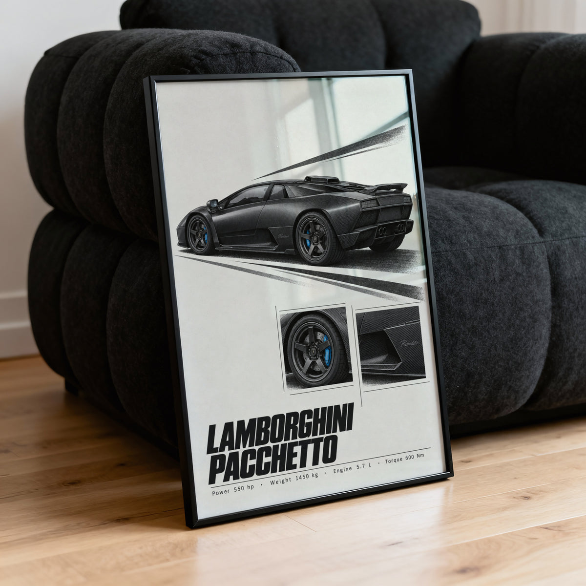 Vintage Lamborghini Pacchetto Print, Supercar Art