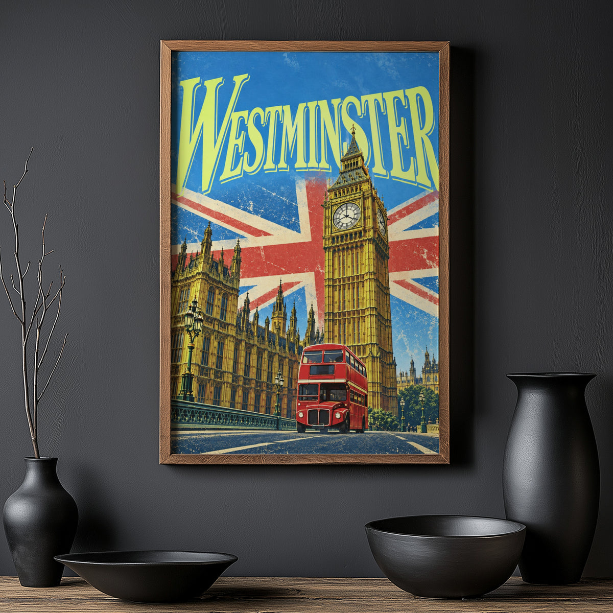 Vintage Westminster London Poster, Big Ben Wall Art Print