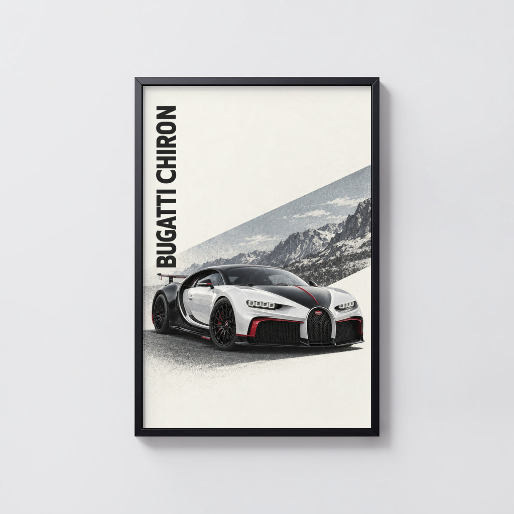 Vintage Bugatti Chiron Print, Supercar Wall Art