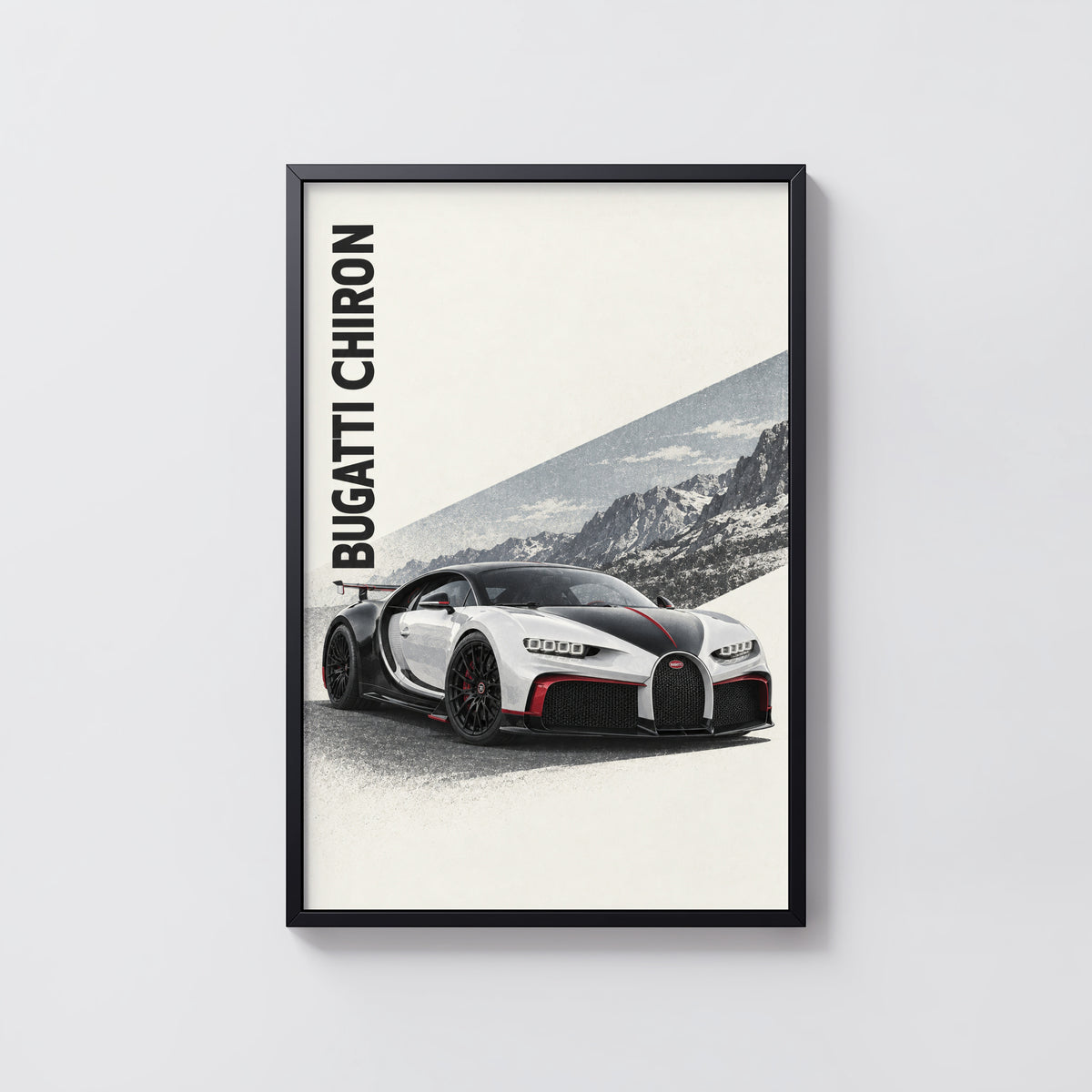 Vintage Bugatti Chiron Print, Supercar Wall Art