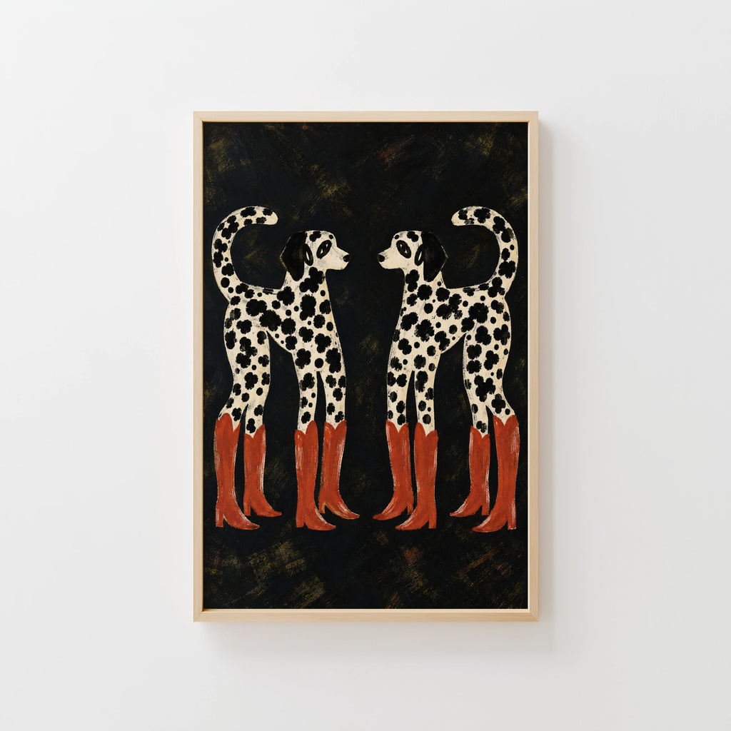 Vintage Dalmatian Print and Poster, Cowboy Boots Art