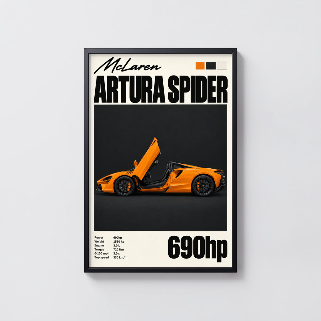 Vintage McLaren Artura Spider Print, Car Wall Art