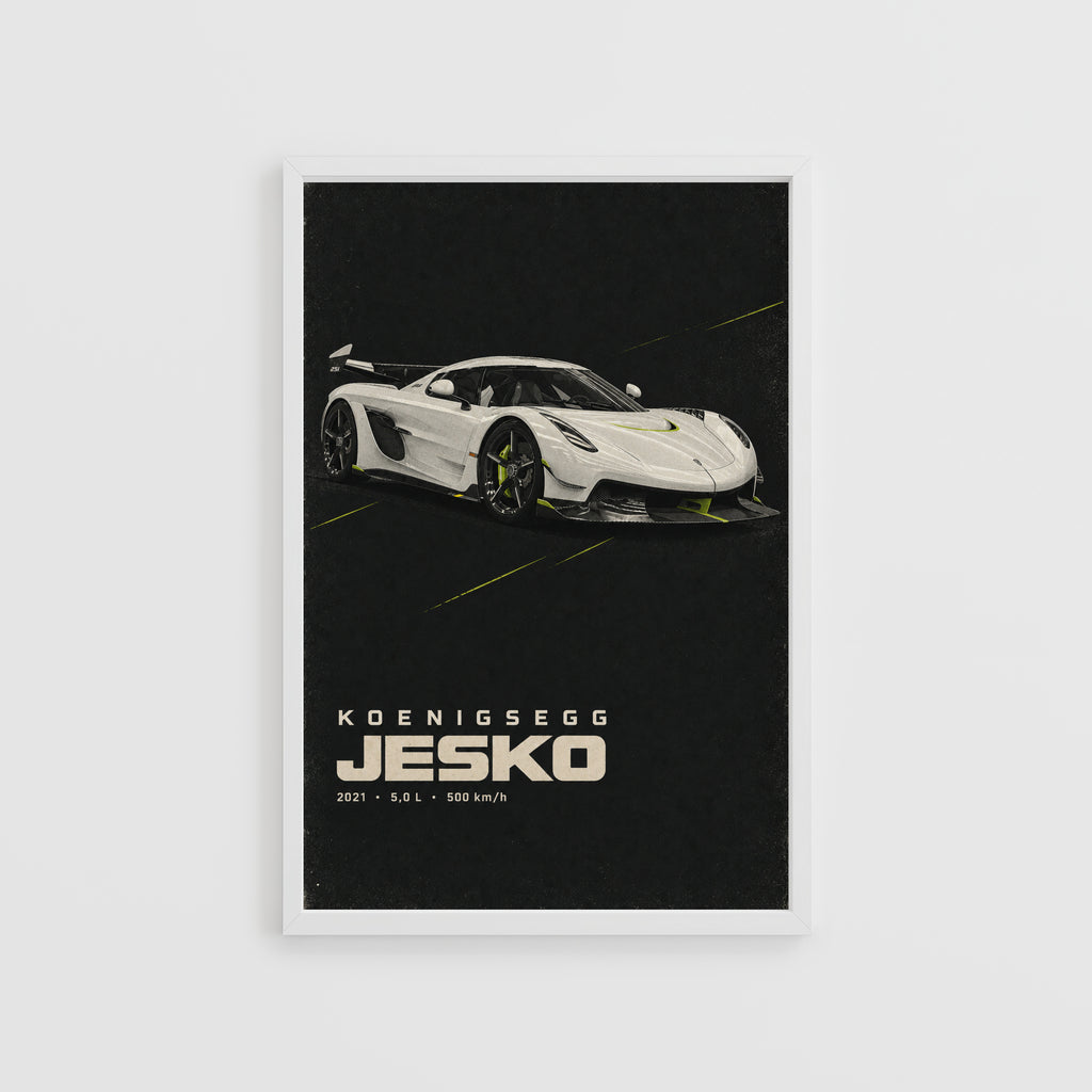 Vintage Koenigsegg Jesko Print, Supercar Wall Art