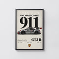 Vintage Porsche 911 GT3 R Print, Car Wall Art