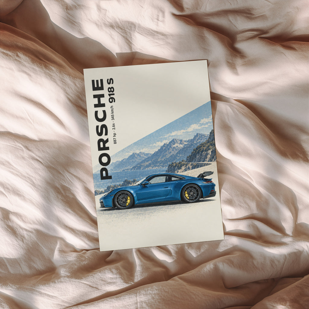 Vintage Porsche 918 S Print, Car Wall Art