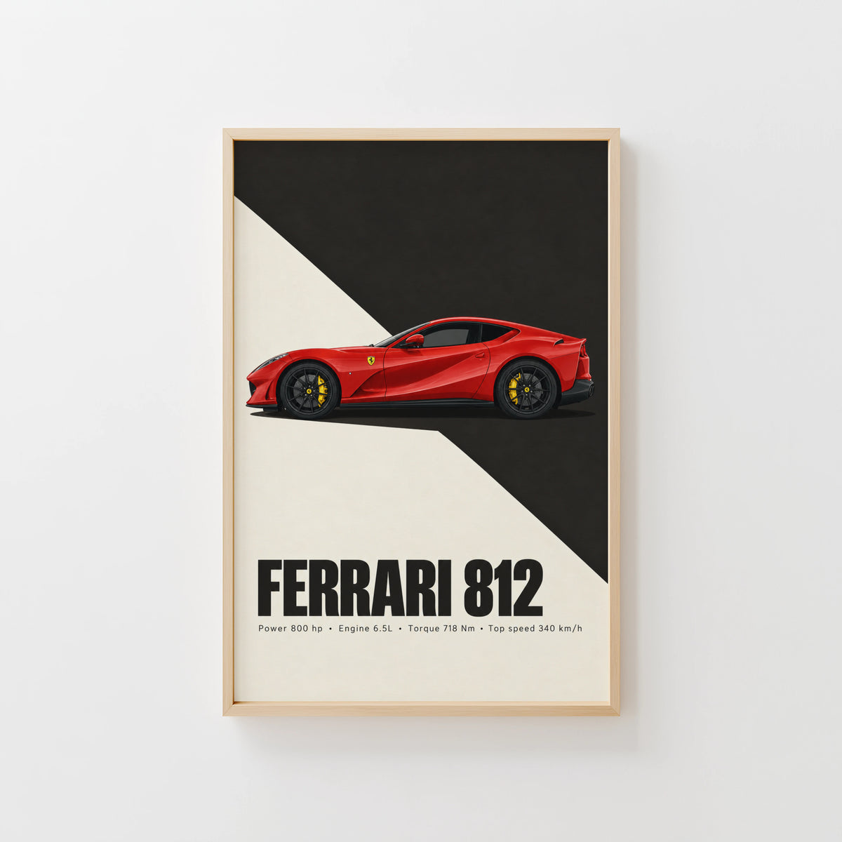 Vintage Ferrari 812 Car Print, Supercar Wall Art
