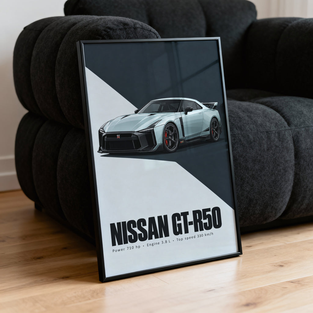 Vintage Nissan GT-R50 Print, Car Wall Art, Garage