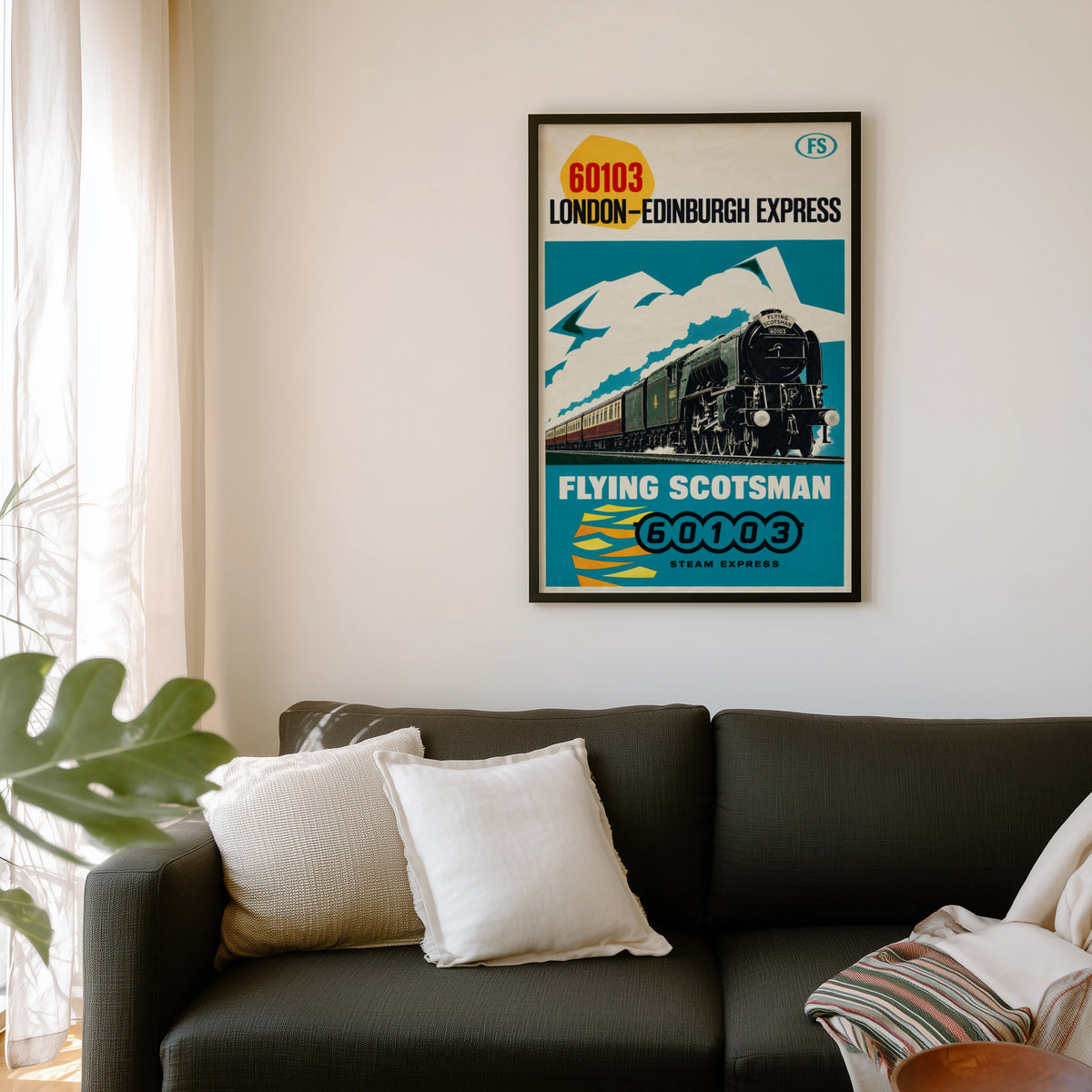Vintage Flying Scotsman Train Print Poster, Steam Wall Art