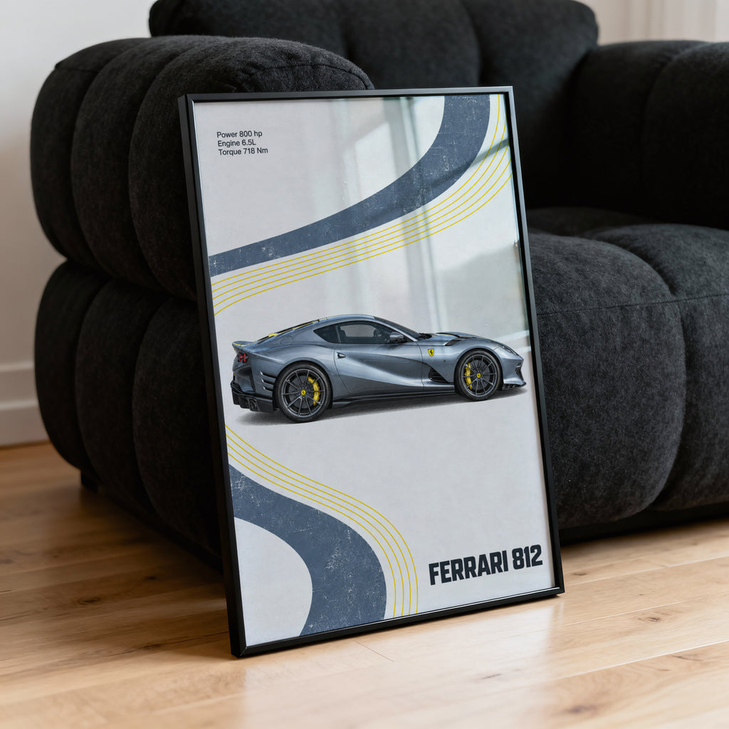 Vintage Ferrari 812 Print, Supercar Wall Art