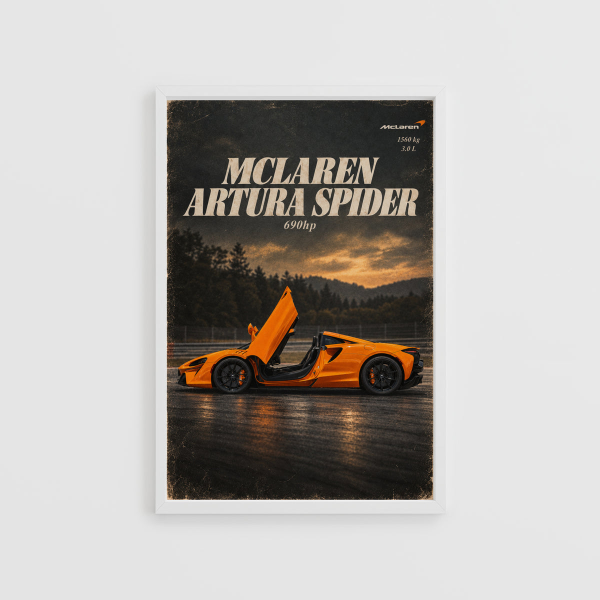 Vintage McLaren Artura Spider Print, Supercar Art