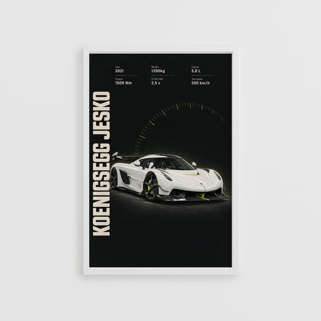 Vintage Koenigsegg Jesko Print, Supercar Wall Art