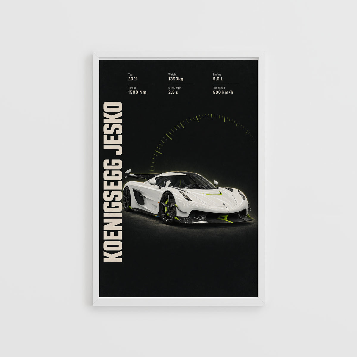 Vintage Koenigsegg Jesko Print, Supercar Wall Art