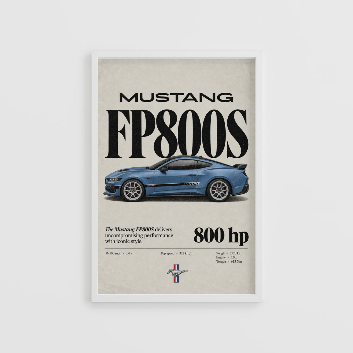 Vintage Mustang FP800S Print, Car Wall Art