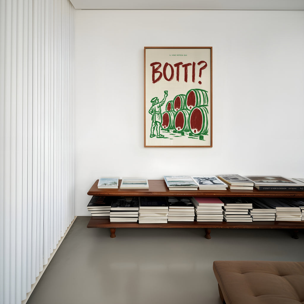 Vintage Botti Italian Wine Cellar Print Poster, Wine Barrels