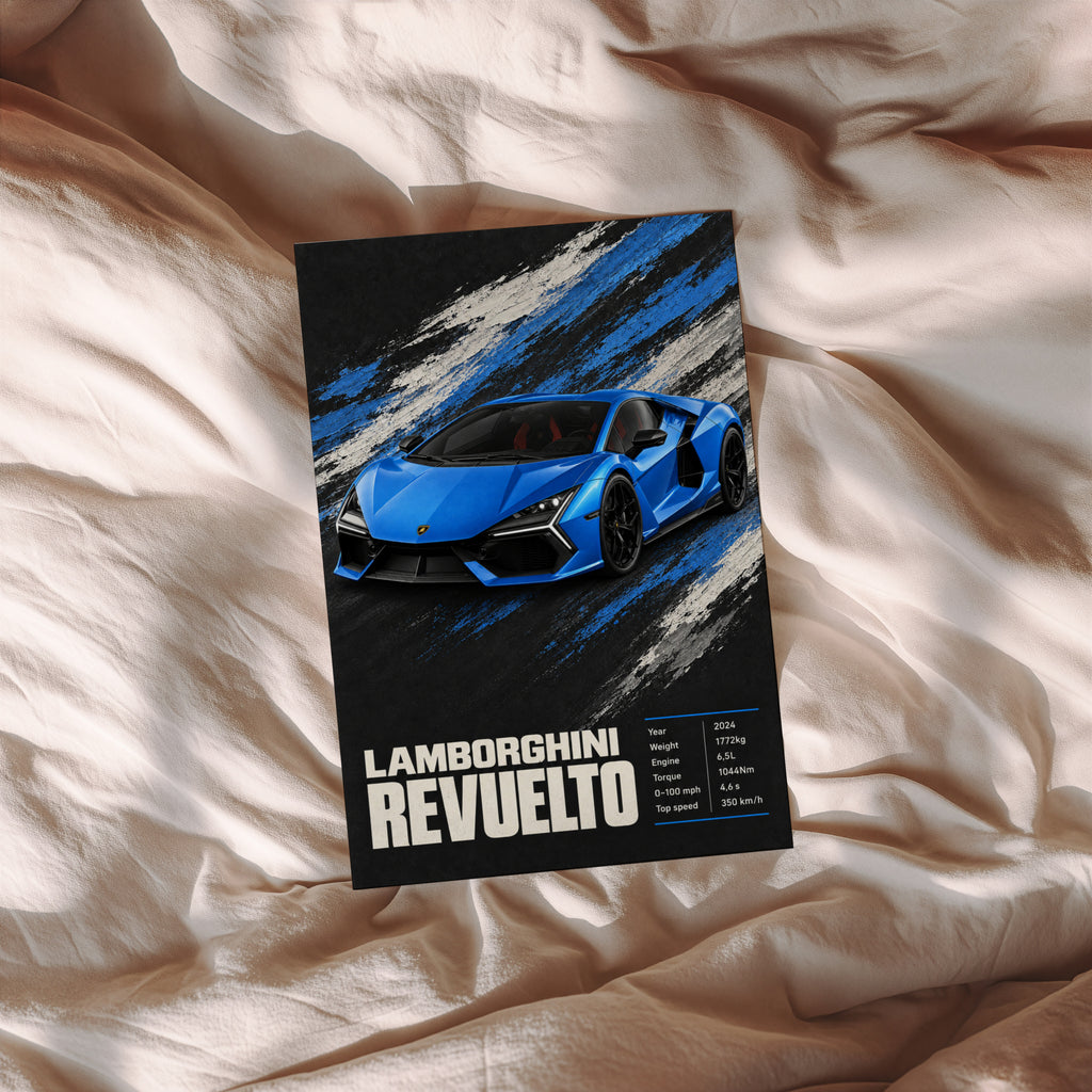 Vintage Lamborghini Revuelto Print, Car Wall Art