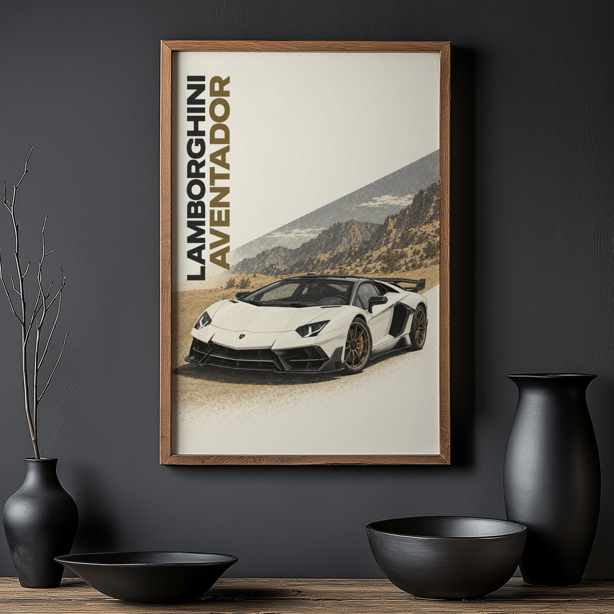 Vintage Lamborghini Aventador Print, Supercar