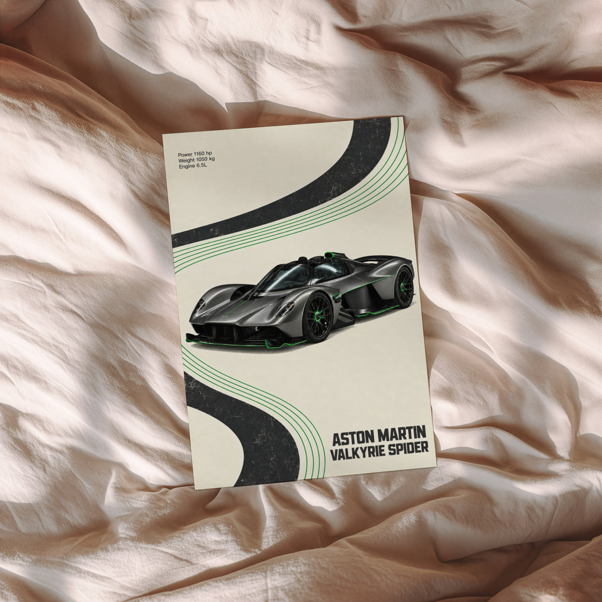 Vintage Aston Martin Valkyrie Spider Print, Car Art