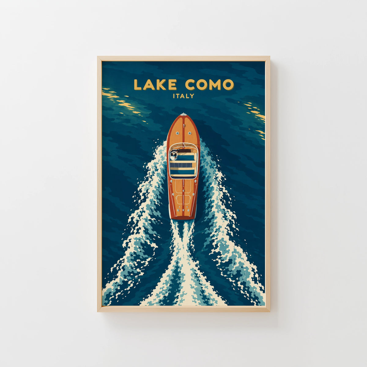 Vintage Lake Como Italy Poster, Boat Wall Art Print