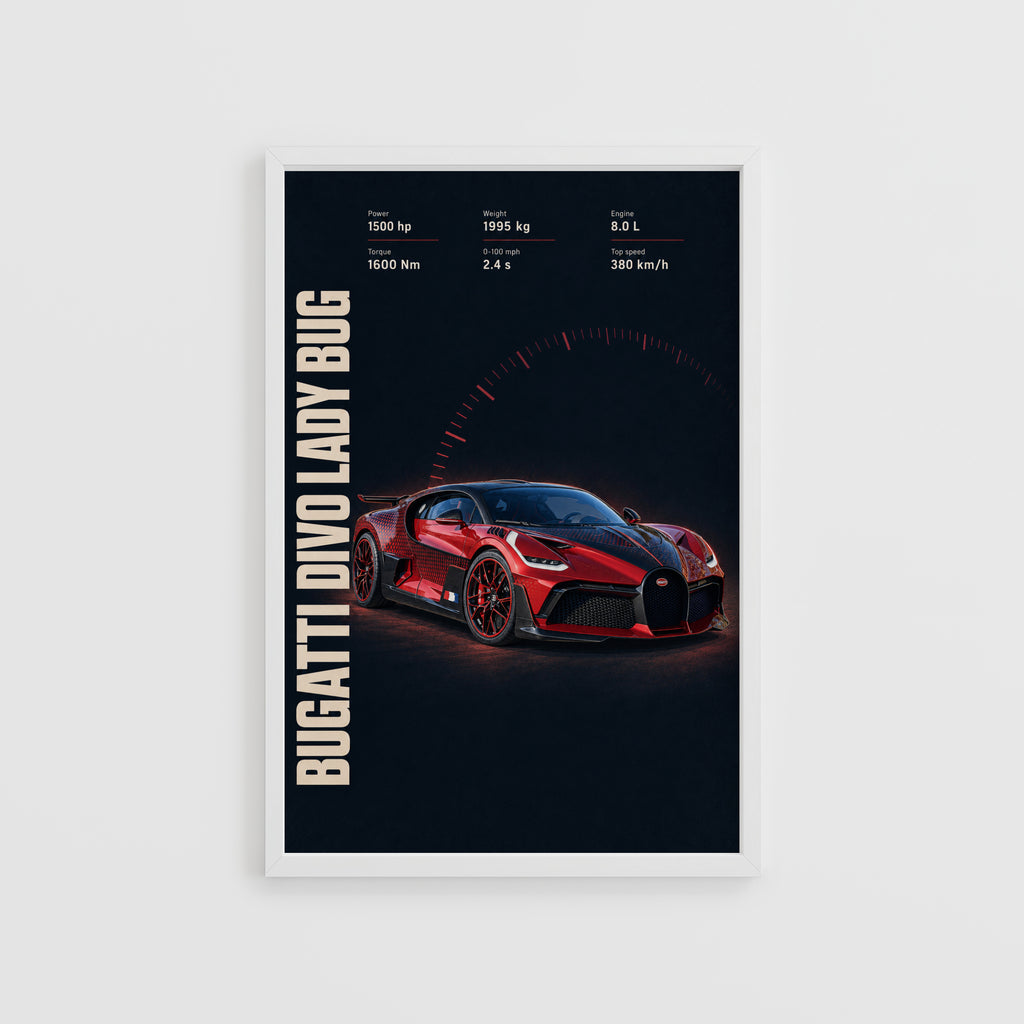 Vintage Bugatti Divo Print, Supercar Wall Art