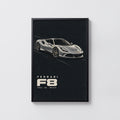 Vintage Ferrari F8 Print, Supercar Wall Art