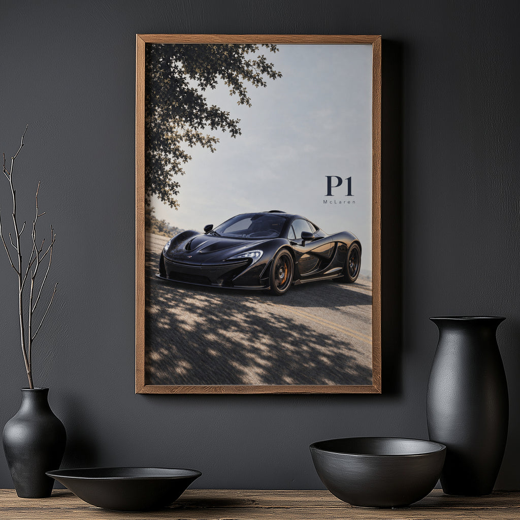 Vintage McLaren P1 Print, Supercar Wall Art