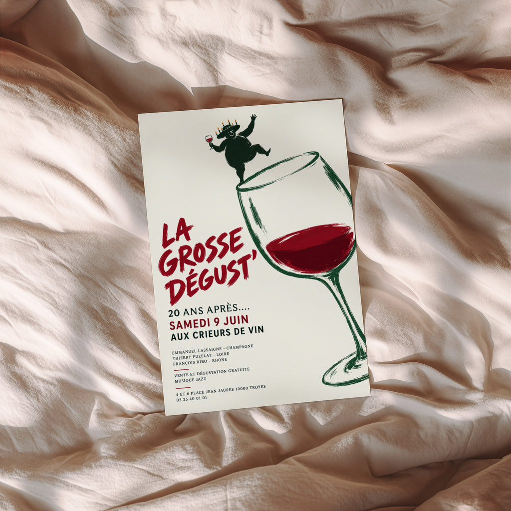 Vintage Wine Print Poster, French Wine Tasting Wall Art