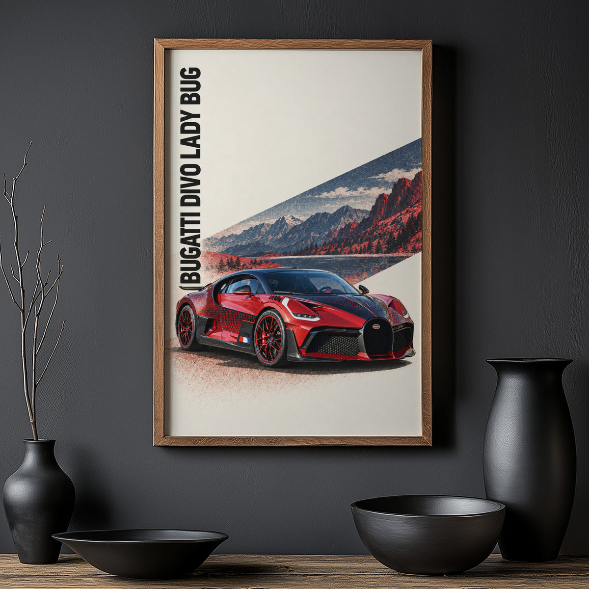 Vintage Bugatti Divo Print, Supercar Wall Art