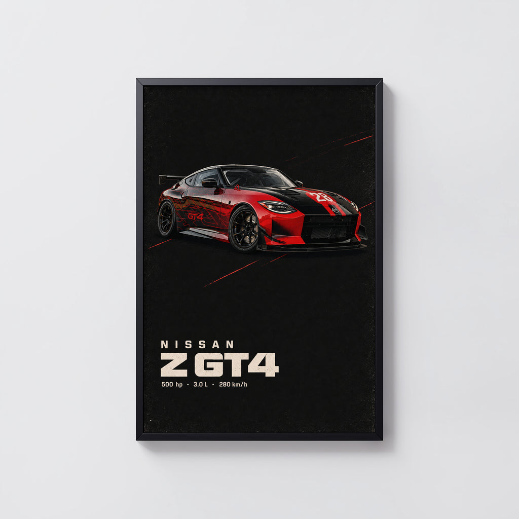 Vintage Nissan Z GT4 Print, Racing Car Wall Art