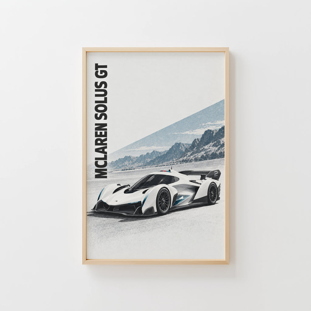 Vintage McLaren Solus GT Print, Car Wall Art