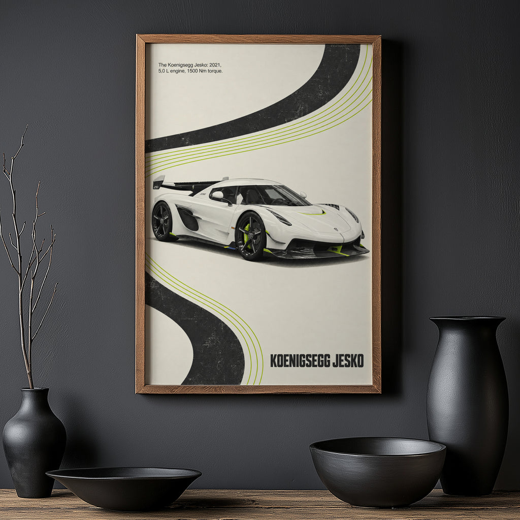 Vintage Koenigsegg Jesko Print, Car Wall Art