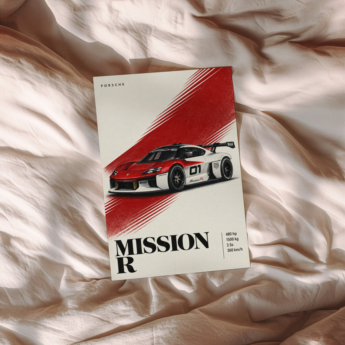 Vintage Porsche Mission R Print, Car Wall Art