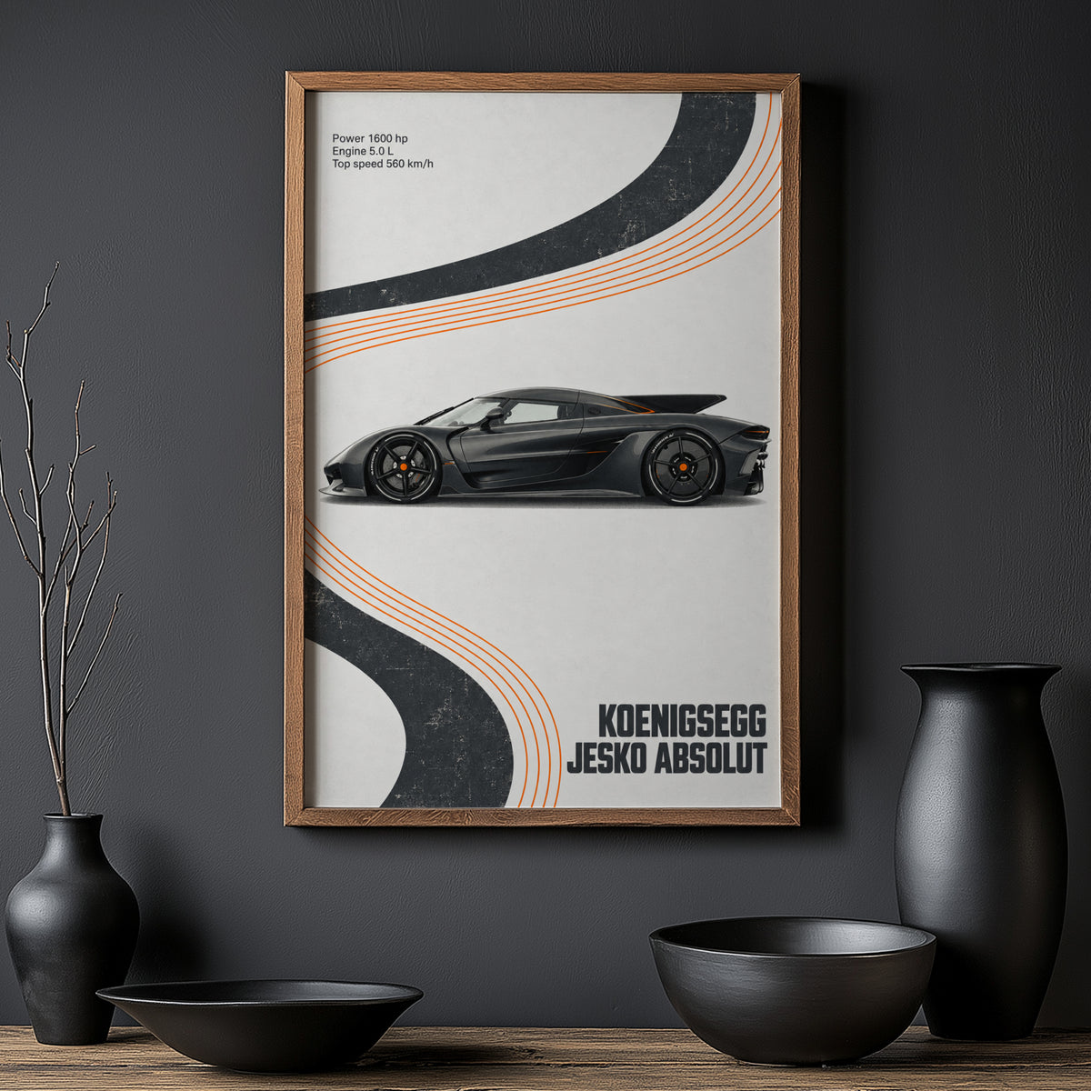 Vintage Koenigsegg Jesko Absolut Print, Supercar