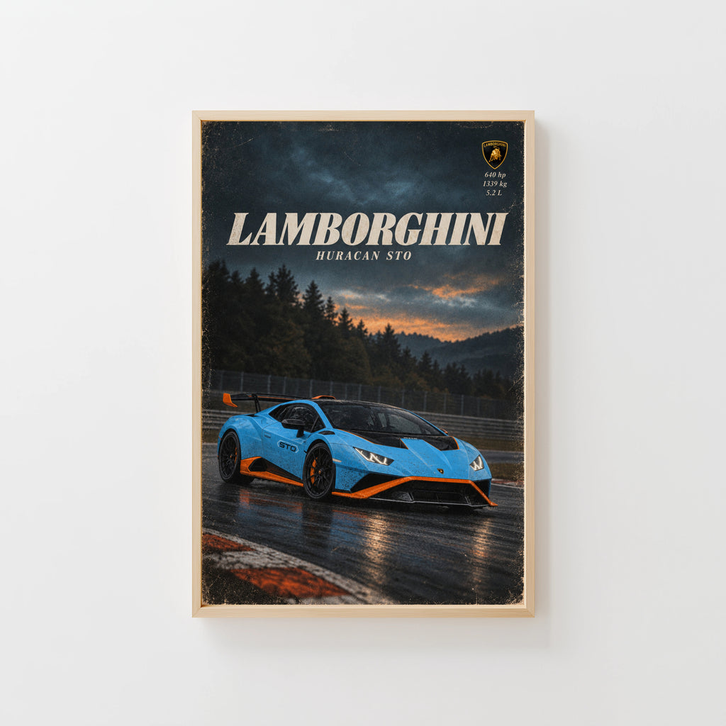 Vintage Lamborghini Huracan STO Print Car Art