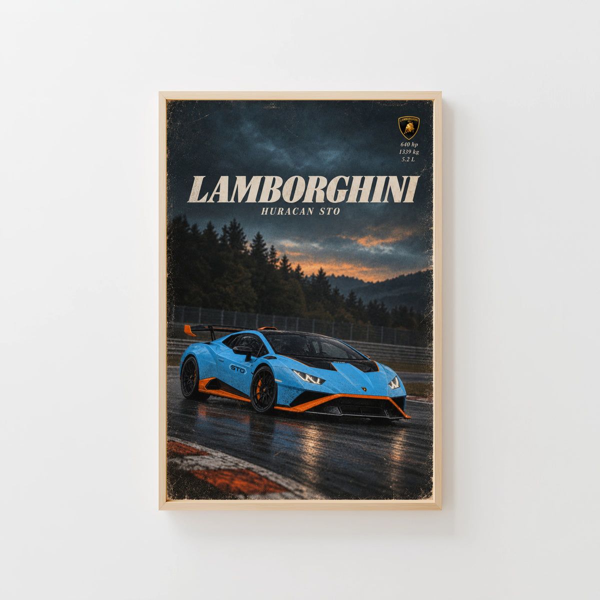 Vintage Lamborghini Huracan STO Print Car Art