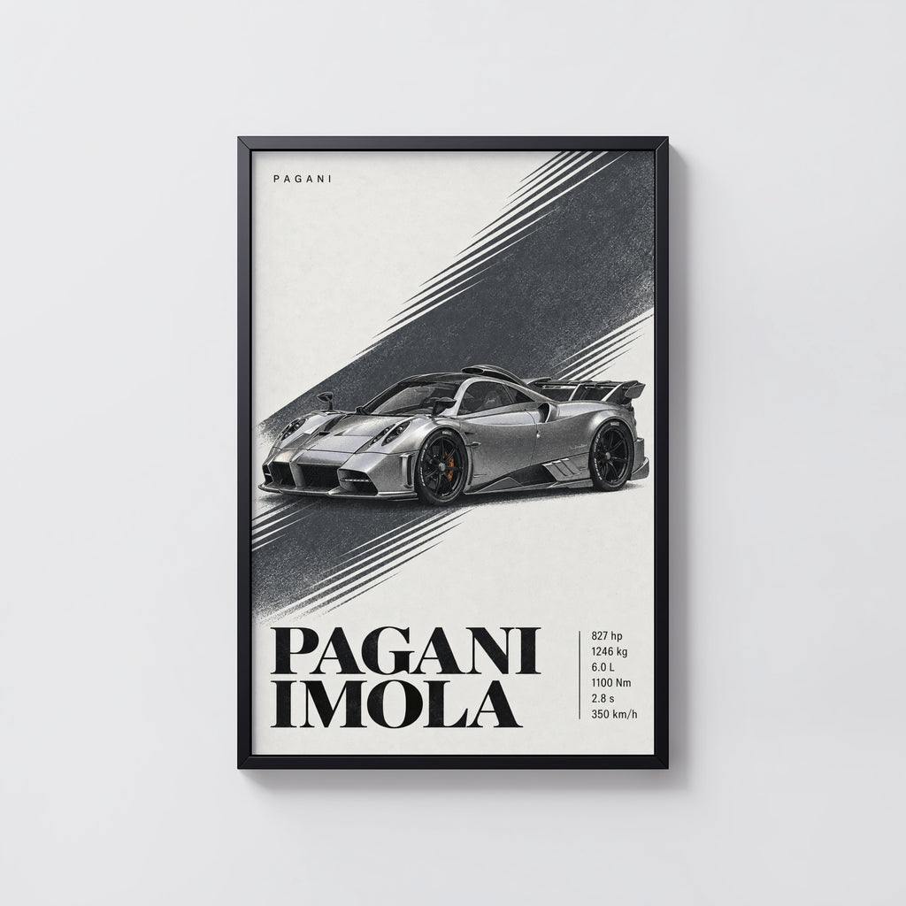 Vintage Pagani Imola Print, Supercar Wall Art